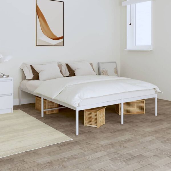 vidaXL Cadre de lit métal sans matelas blanc 160x200 cm