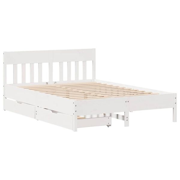 vidaXL Cadre de lit sans matelas blanc 135x190 cm bois de pin massif
