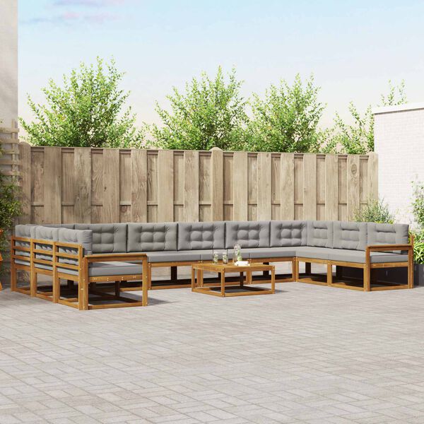 vidaXL Ensemble de canap&eacute;s d'ext&eacute;rieur 11 pcs Gris Naturel et Clair