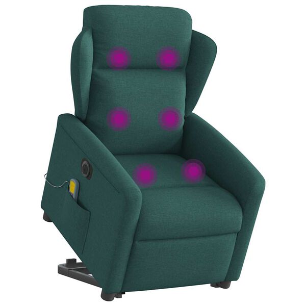 vidaXL Fauteuil inclinable de massage &eacute;lectrique Vert fonc&eacute; Tissu