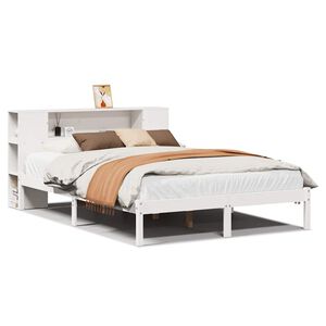 vidaXL Lit biblioth&egrave;que sans matelas blanc 140x200 cm bois pin massif