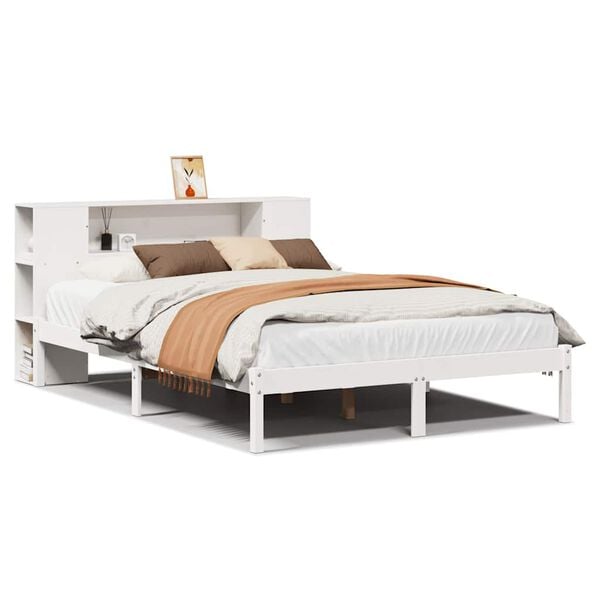 vidaXL Lit bibliothèque sans matelas blanc 140x200 cm bois pin massif