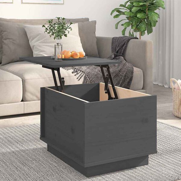 vidaXL Table basse Gris 40x50x35 cm Bois massif de pin