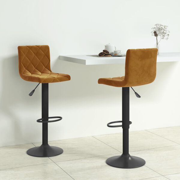 vidaXL Tabourets de bar lot de 2 marron velours
