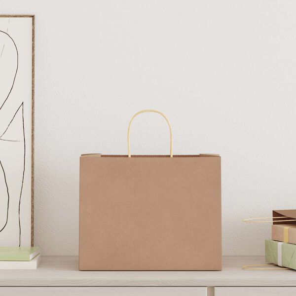 vidaXL Sacs en papier 250 pcs avec poign&eacute;es marron 32x22x24 cm