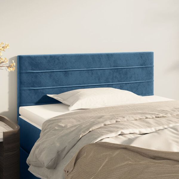 vidaXL T&ecirc;te de lit Bleu fonc&eacute; 80x5x78/88 cm Velours