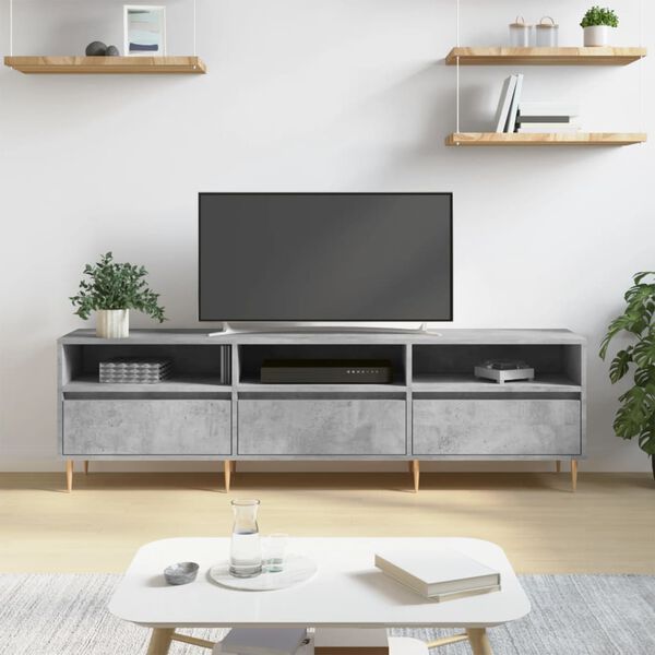 vidaXL Meuble TV gris b&eacute;ton 150x30x44,5 cm bois d'ing&eacute;nierie
