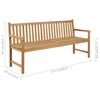 vidaXL Banc de jardin avec coussin blanc cr&egrave;me 175 cm Teck massif