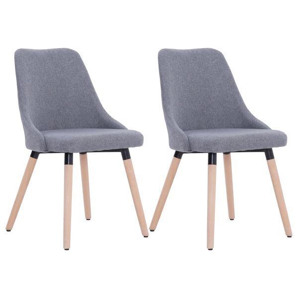 vidaXL Chaises &agrave; manger lot de 2 gris clair tissu