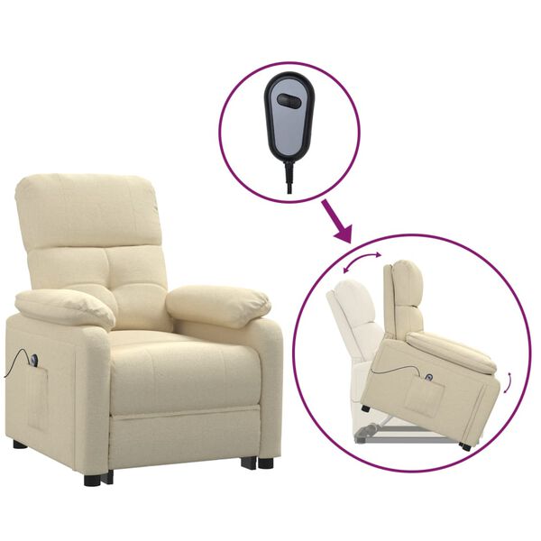 vidaXL Fauteuil Cr&egrave;me Tissu