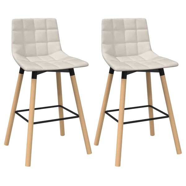 vidaXL Tabourets de bar lot de 2 cr&egrave;me tissu
