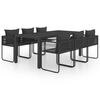 vidaXL Ensemble &agrave; manger de jardin 7 pcs PVC r&eacute;sine tress&eacute;e noir