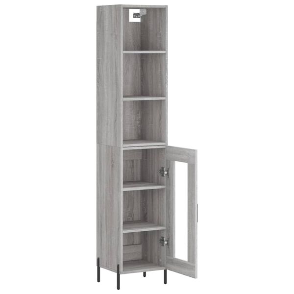 vidaXL Buffet haut Sonoma gris 34,5x34x180 cm Bois d'ing&eacute;nierie