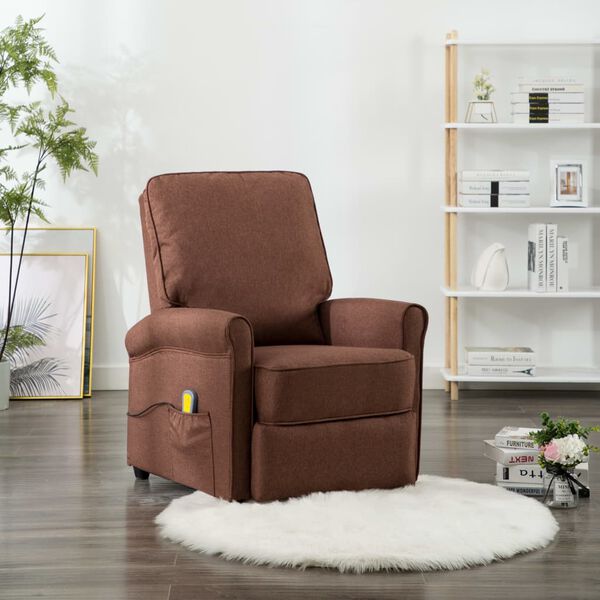 vidaXL Fauteuil de massage Marron Tissu