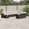 vidaXL Salon de jardin 10 pcs avec coussins noir r&eacute;sine tress&eacute;e
