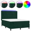 vidaXL Sommier &agrave; lattes de lit matelas et LED Vert fonc&eacute; 140x200 cm