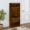 vidaXL Armoire à chaussures Chêne fumé 63x24x147 cm Bois d'ingénierie