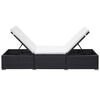 vidaXL Chaise longue avec coussin R&eacute;sine tress&eacute;e Noir