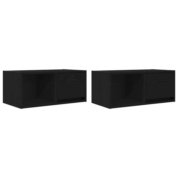 vidaXL Meubles TV 2 pcs ch&ecirc;ne noir 60x31x25,5 cm bois d'ing&eacute;nierie