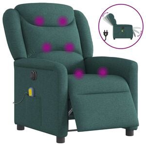 vidaXL Fauteuil de massage inclinable &eacute;lectrique Vert fonc&eacute; Tissu