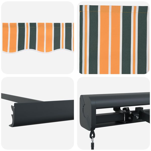vidaXL Auvent R&eacute;tractable Vert et jaune 300 x 250 cm Tissu et M&eacute;tal