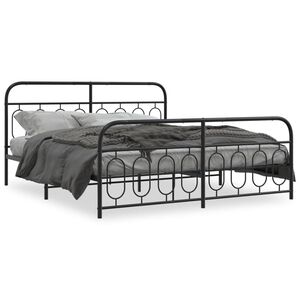 vidaXL Cadre de lit m&eacute;tal sans matelas avec pied de lit noir 183x213cm