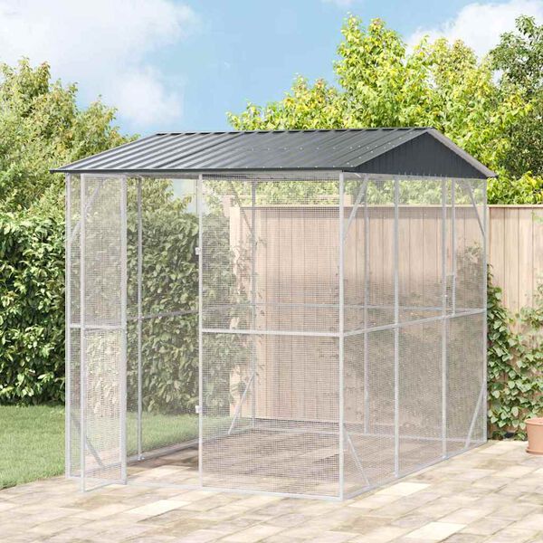 vidaXL Cage pour oiseaux Anthracite 227 x 310 x 247 cm Acier galvanis&eacute;