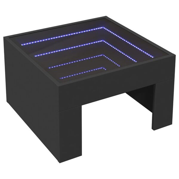 vidaXL Table basse avec LED infini noir 50x50x30 cm
