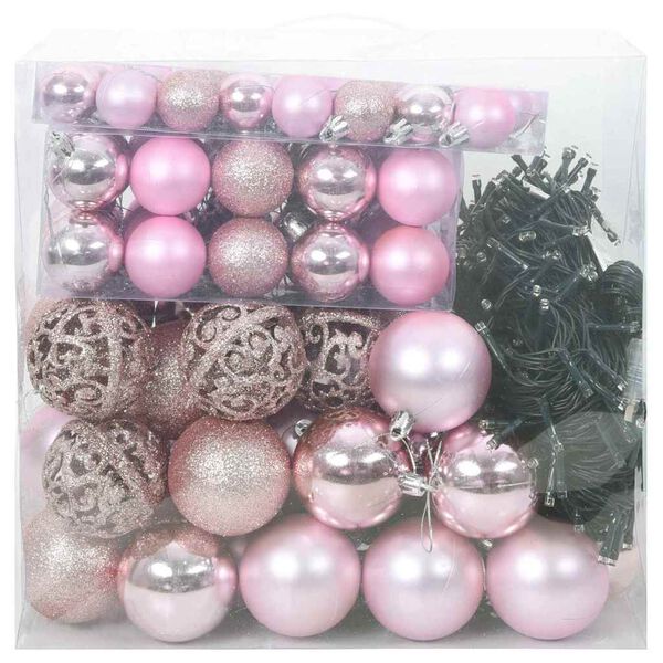vidaXL Ensemble de Boules de No&euml;l avec 300 LED 120 pcs Rose Plastique
