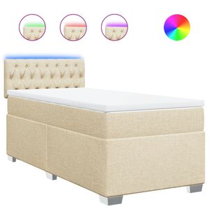 vidaXL Sommier &agrave; lattes de lit avec matelas Cr&egrave;me 80x200 cm Tissu