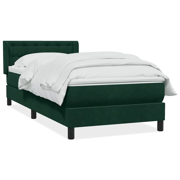 vidaXL Sommier &agrave; lattes de lit et matelas vert fonc&eacute; 80x220 cm velours