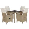 vidaXL Ensemble de bistro de jardin 5 pcs coussins beige poly rotin