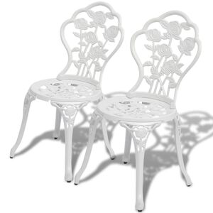 vidaXL Chaises de bistro lot de 2 Aluminium coul&eacute; Blanc