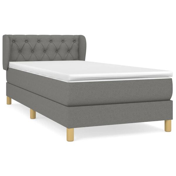 vidaXL Sommier &agrave; lattes de lit avec matelas Gris fonc&eacute; 80x200 cm Tissu