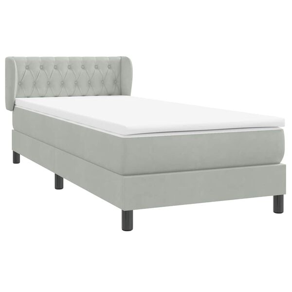 vidaXL Sommier &agrave; lattes de lit et matelas gris clair 100x210cm velours