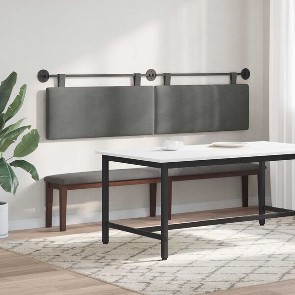 vidaXL T&ecirc;te de lit suspendue Montage mural Gris fonc&eacute; 210 x 55 x 5 cm