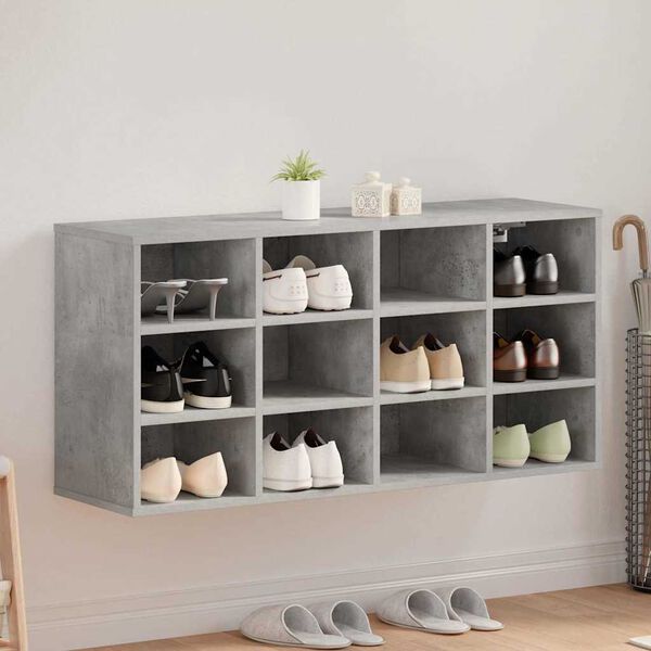 vidaXL Cabinet &agrave; chaussures avec &eacute;tag&egrave;re Gris b&eacute;ton 103 x 30 x 51 cm