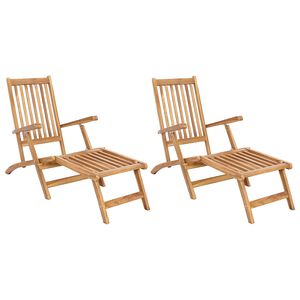 vidaXL Chaise de Deck Pliable 2 pcs Naturel Bois de teck massif