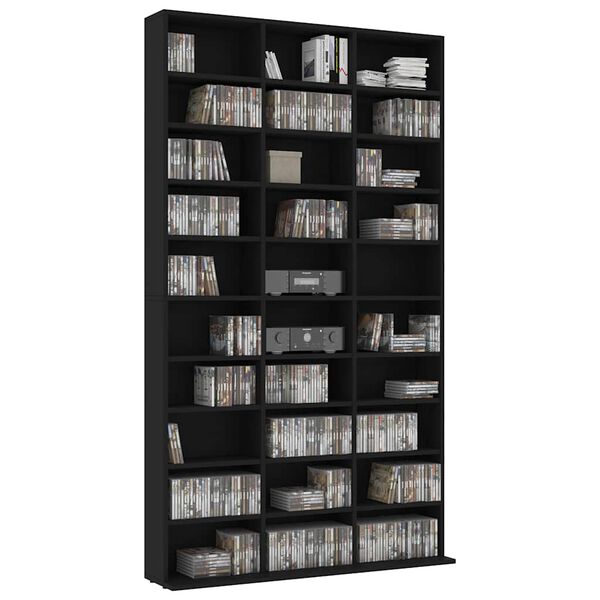 vidaXL Armoire &agrave; CD Noir 102x23x177,5 cm Bois d'ing&eacute;nierie