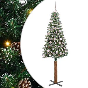 vidaXL Sapin de No&euml;l mince Vert 180 cm PVC et bois de pin massif