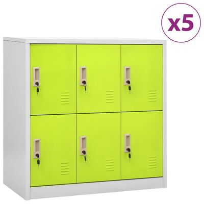 vidaXL Armoires à casiers 5 pcs Gris clair et vert 90x45x92,5 cm Acier