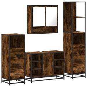 vidaXL Ensemble meubles salle de bain 4 pcs ch&ecirc;ne fum&eacute; bois ing&eacute;nierie
