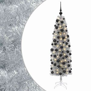 vidaXL Sapin de No&euml;l artificiel &eacute;troit avec boules 180 cm 300 LED