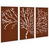 vidaXL D&eacute;corations murales jardin 3 pcs 105x55 cm design d'arbre acier