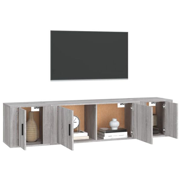 vidaXL Ensemble de meubles TV 3 pcs Sonoma gris Bois d'ing&eacute;nierie