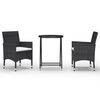 vidaXL Ensemble de bistro de jardin 3 pcs poly rotin et verre tremp&eacute;