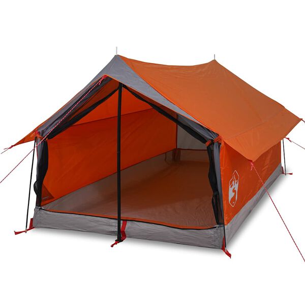 vidaXL Tente de camping 2 personnes gris et orange imperméable