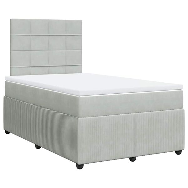 vidaXL Sommier &agrave; lattes de lit et matelas Gris clair 120x200cm Velours
