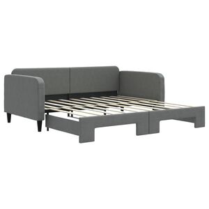 vidaXL Lit de jour avec gigogne sans matelas gris fonc&eacute; 90x190 cm