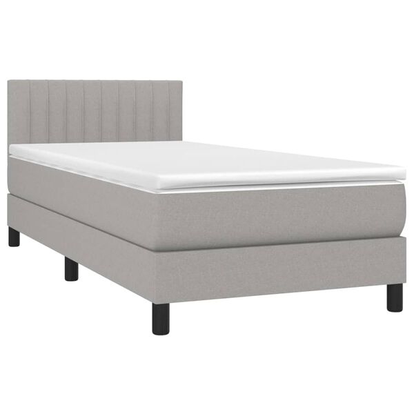 vidaXL Sommier &agrave; lattes de lit avec matelas et LED Gris clair 90x200cm